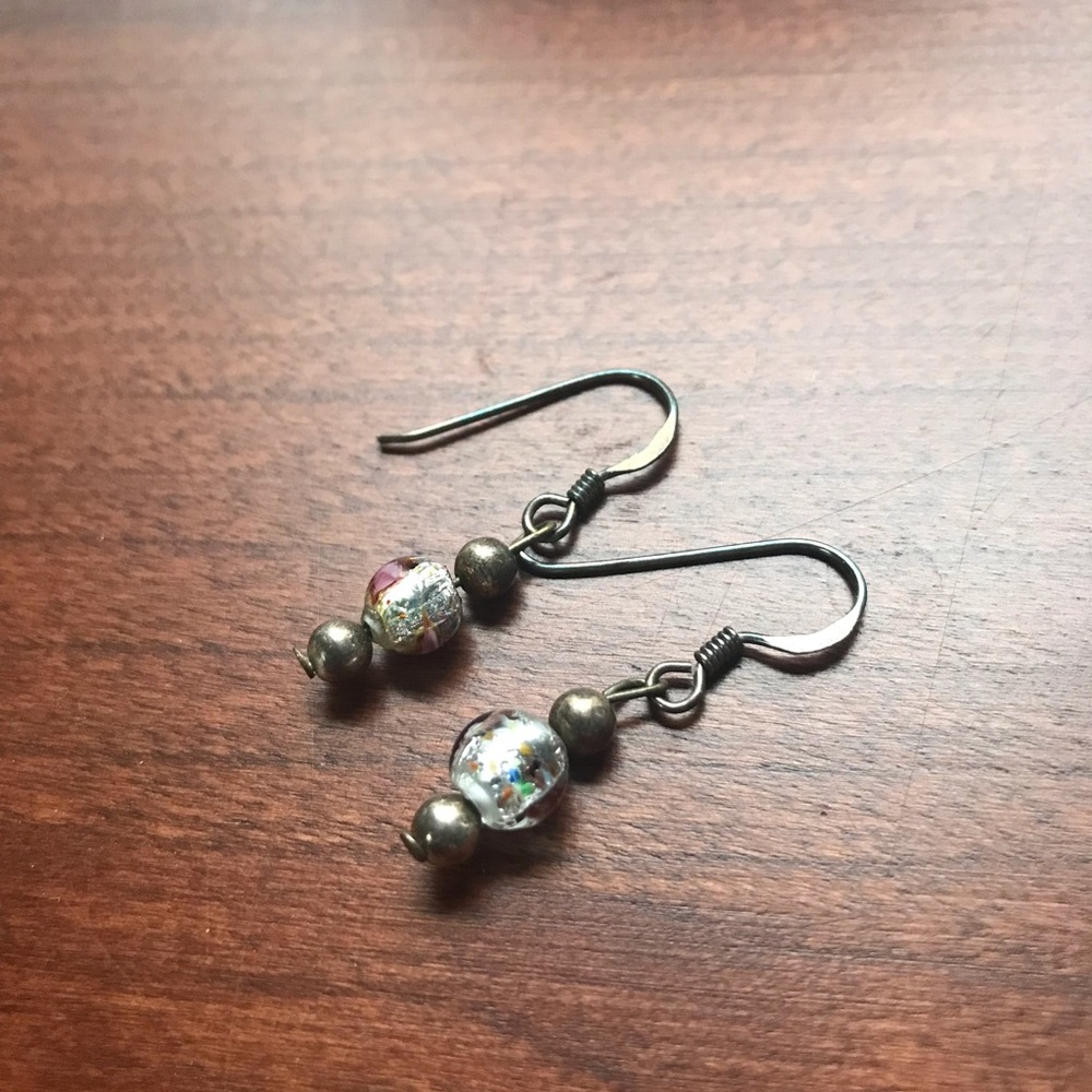 Simple drop earrings with silver posts.